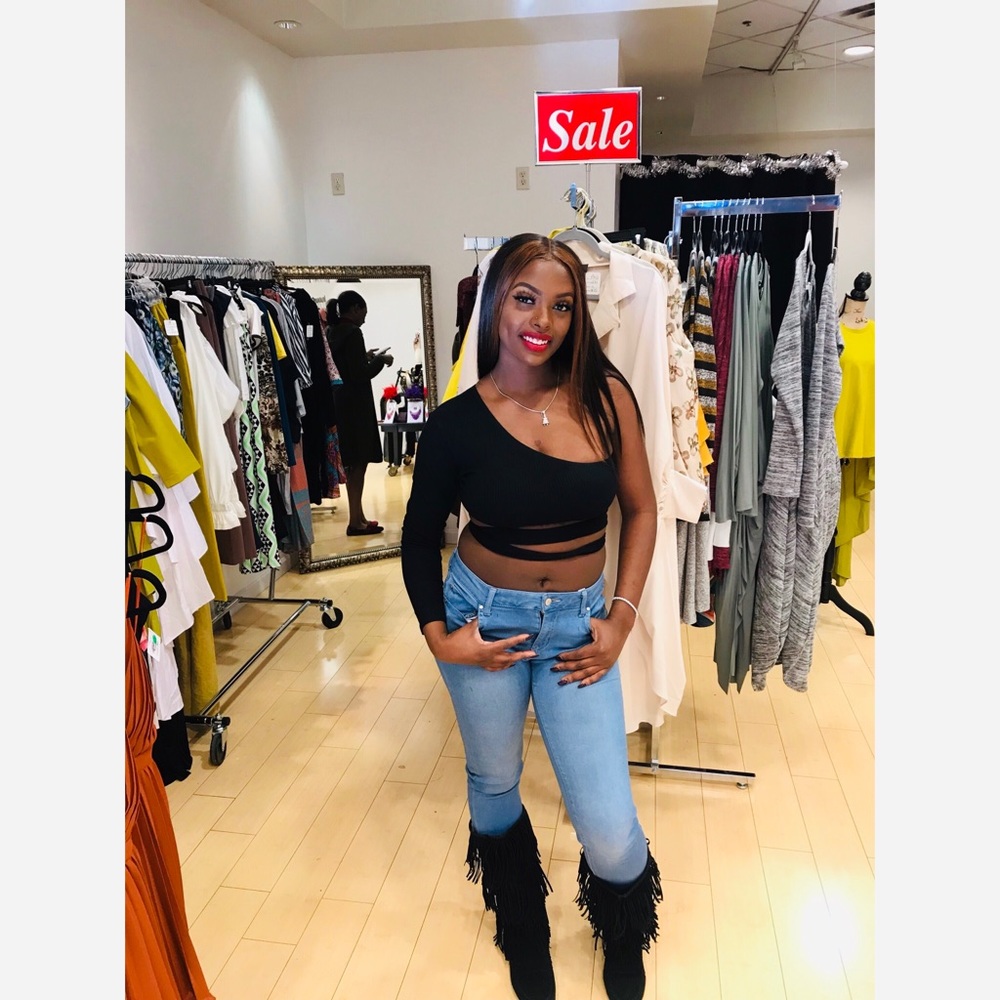 Black Flirty Off The Shoulder Crop Top